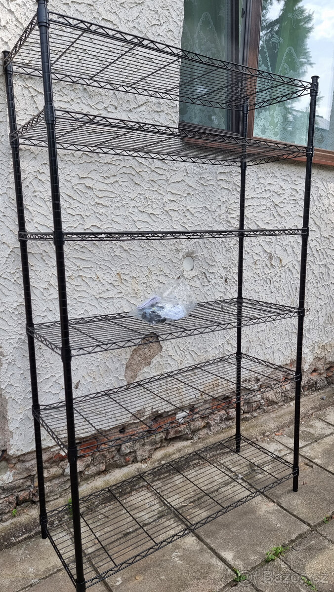 Ozdobný regál 198x122x46 cm, výškově posuvné police - 2