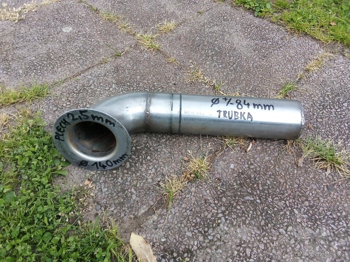 Nerezové INOX koleno s přírubou, Průměr 84mm, plech 2,5mm - 2