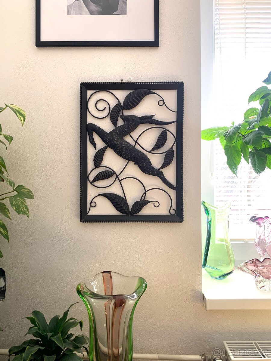 Retro kovová plastika nástěnná - 2