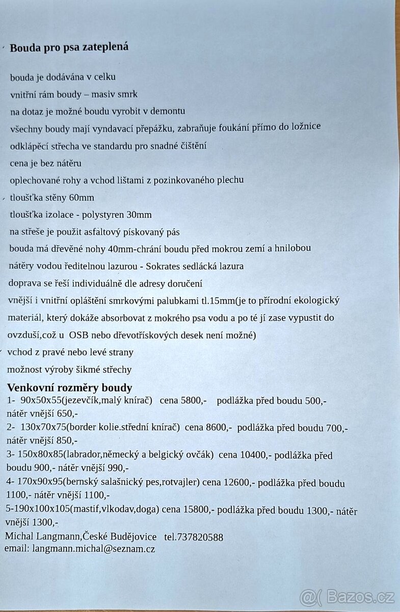 Bouda pro psa zateplená - 2