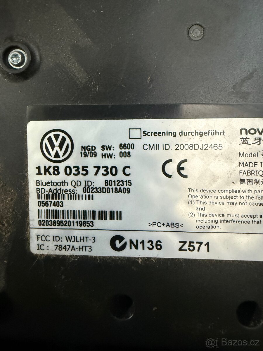 Řídící jednotka bluetooth 1K8035730C - 2