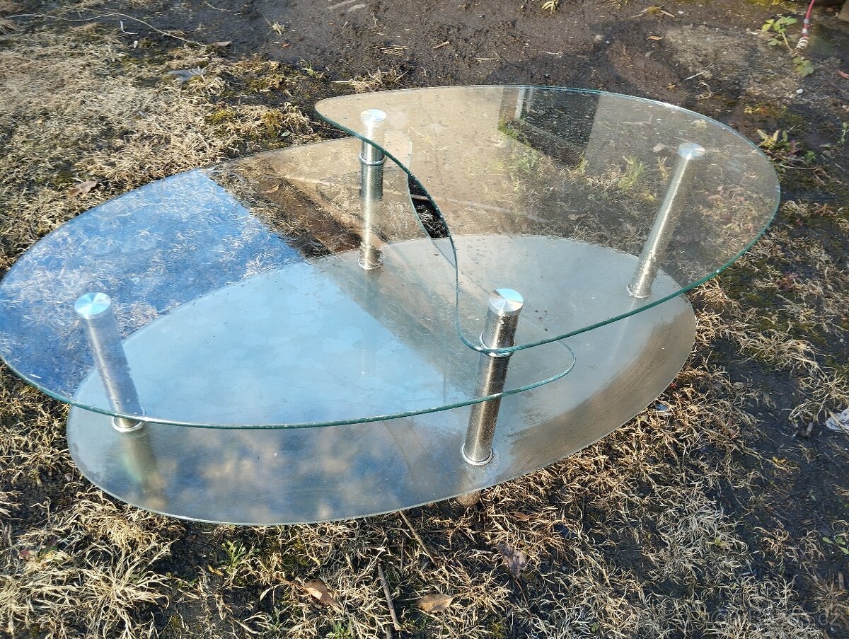 Skleněný konferenční stolek SLEVA - 2