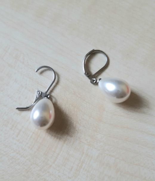 Ocelové náušnice s perlou - 2