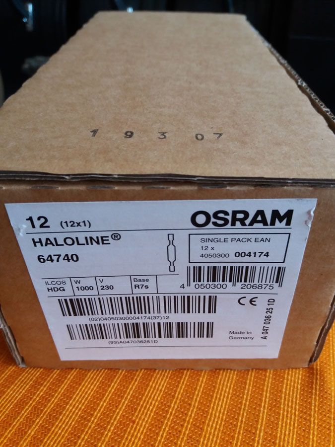 230V/1000W R7s Haloline 3000K 2000h 185,7mm 64740 Osram - 2