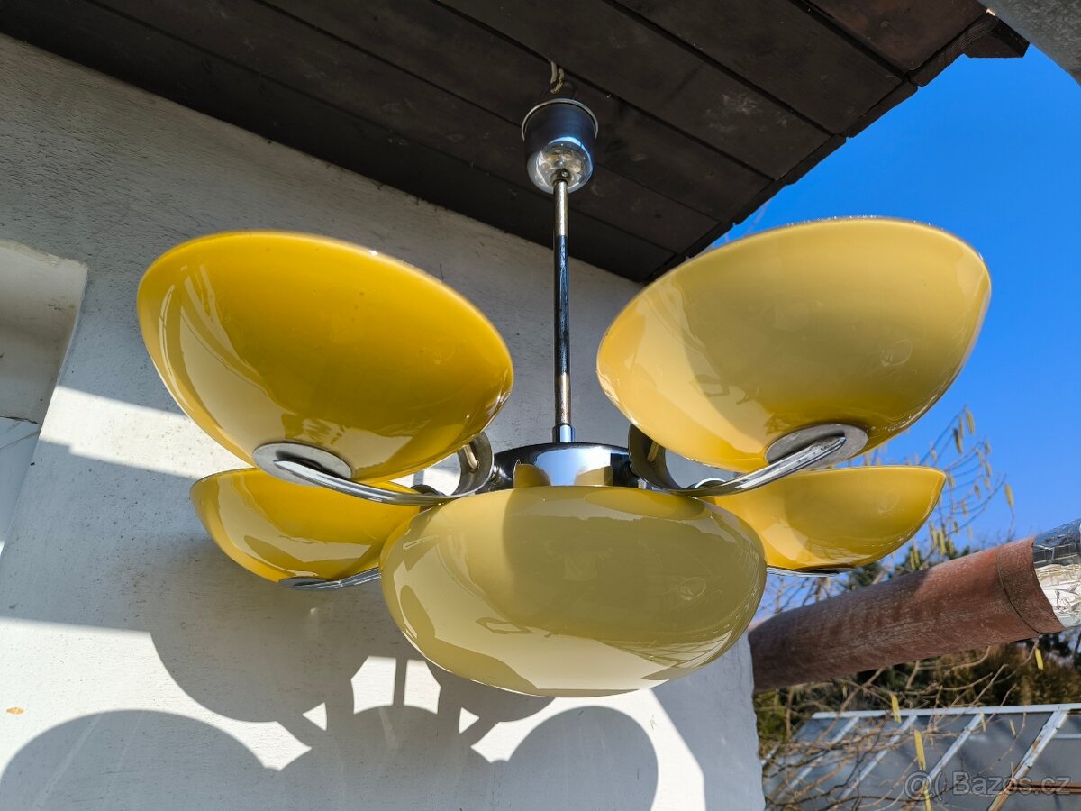 Funkcionalistický Art Deco chromový lustr - 2