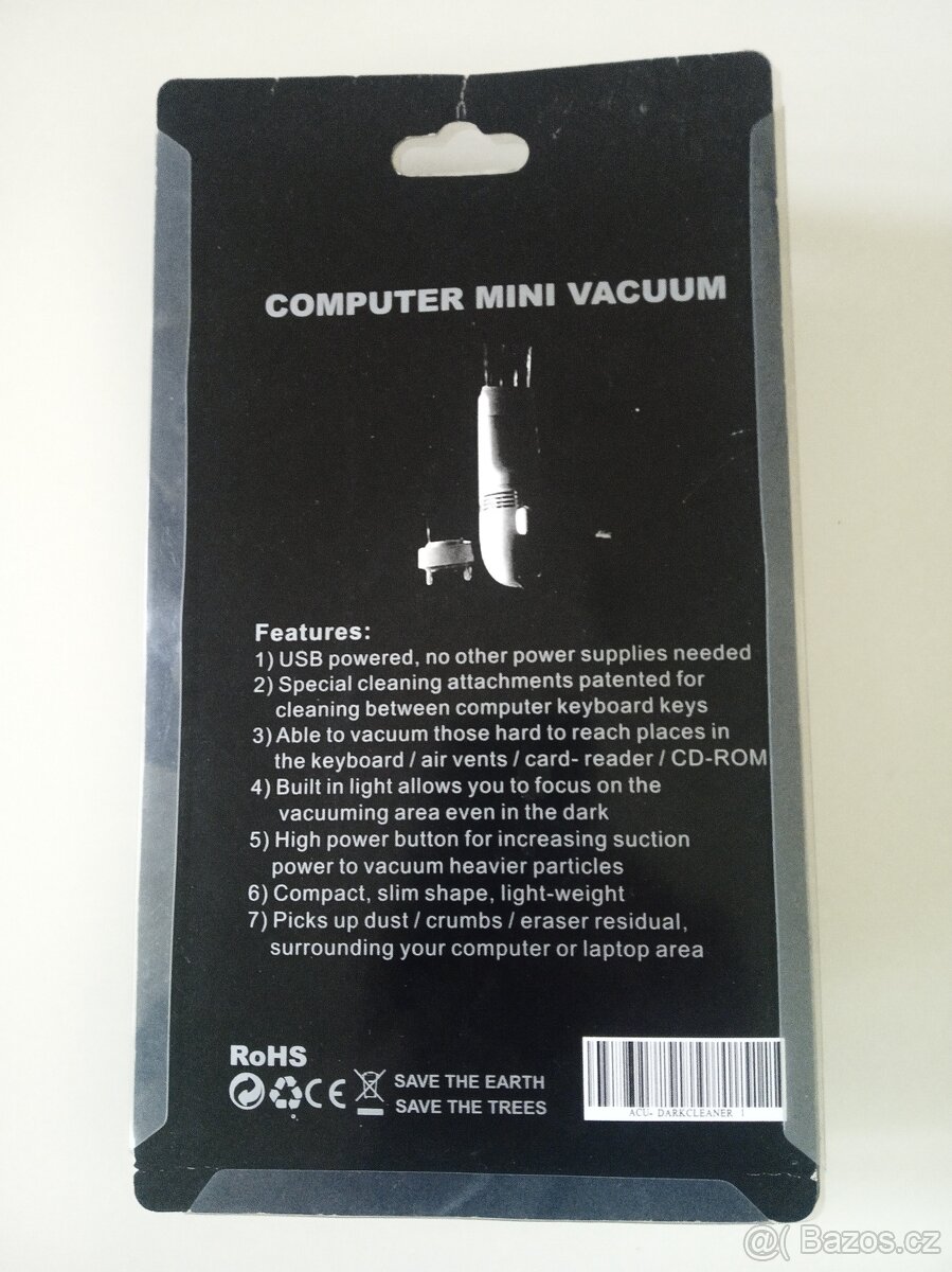 Computer mini vacuum USB černý, nový - 2