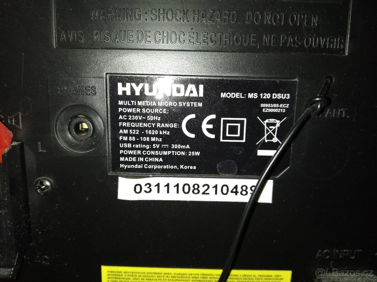 Mikrosystém Hyundai MS 120 DSU3 MP3, USB, čtečka - 2