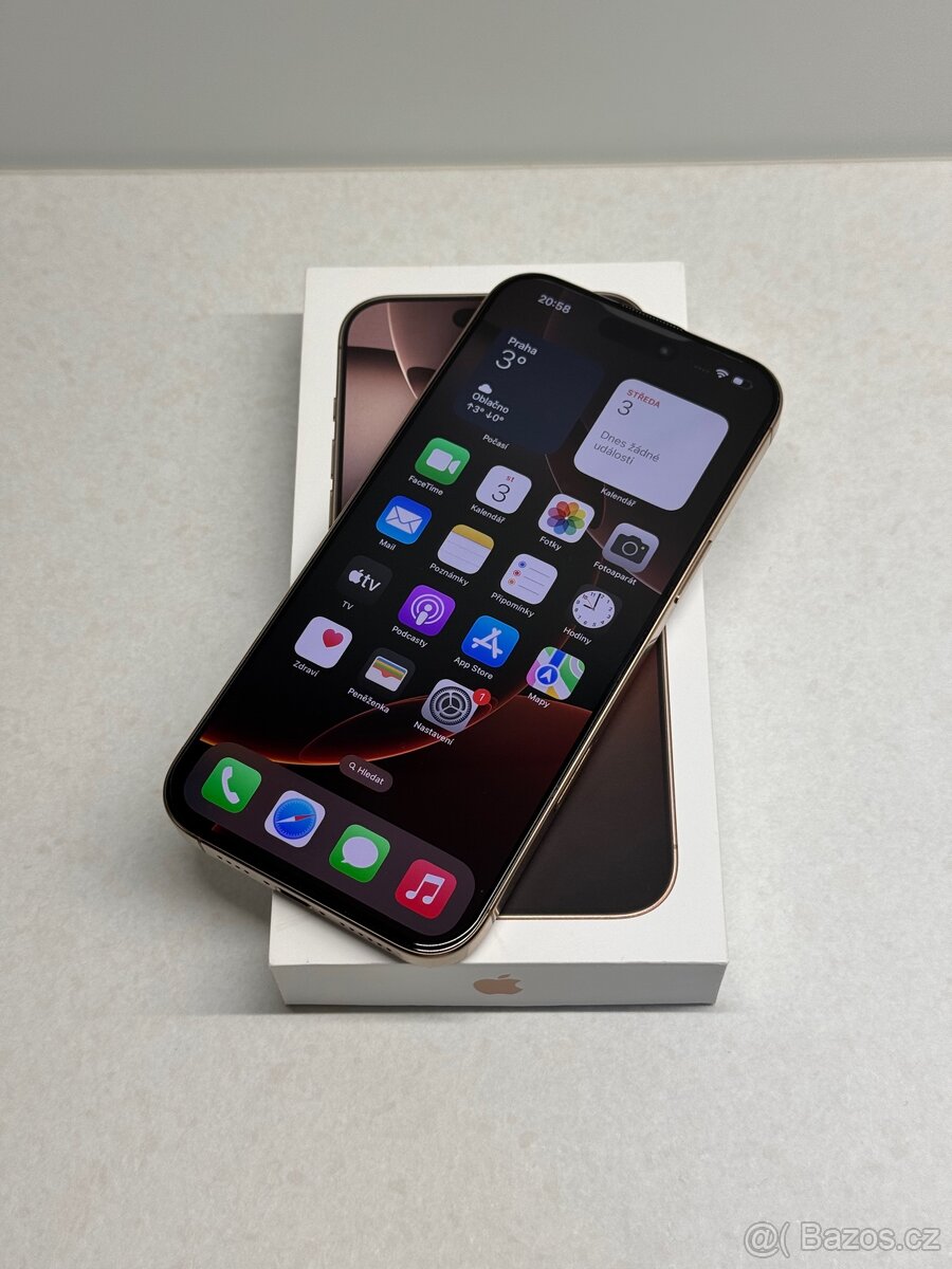 Zanovni Apple iPhone 16 Pro Max 256G,záruka 2026,baterie 99% - 2