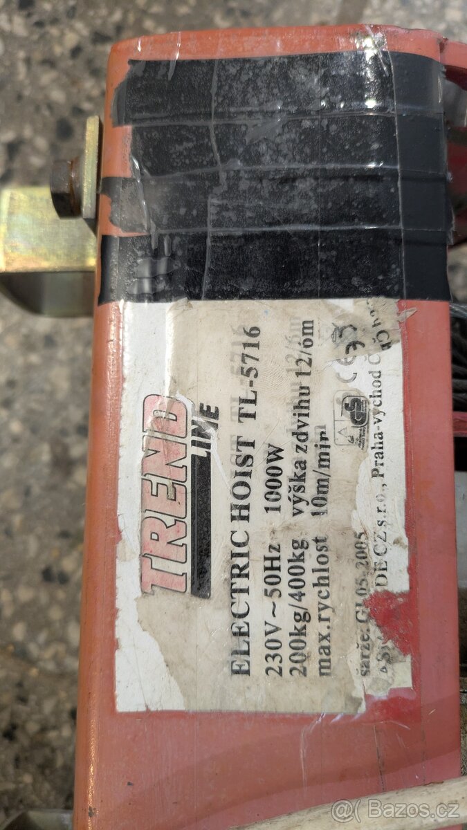 Elektrický naviják 1000W/230V kladkostroj - 2