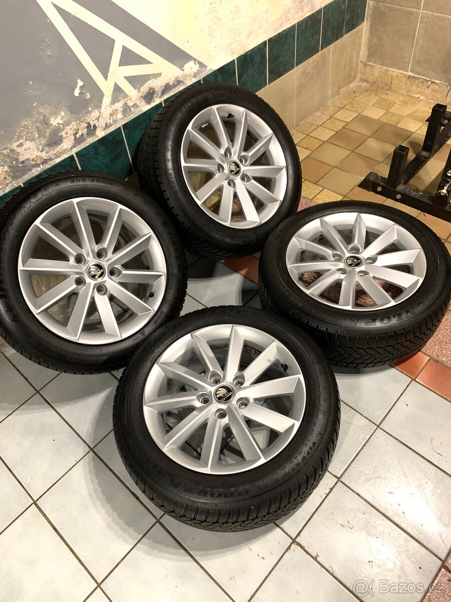 Alu kola Škoda R16 5X112 ZIMNÍ PNEU 205/55 R16 7mm - 2