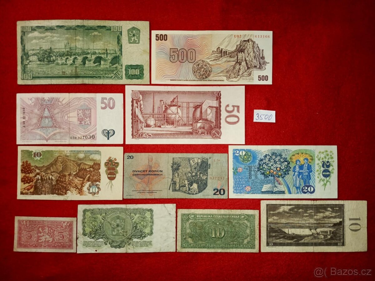 Československé bankovky 11 ks - cena pouze za komplet - 2