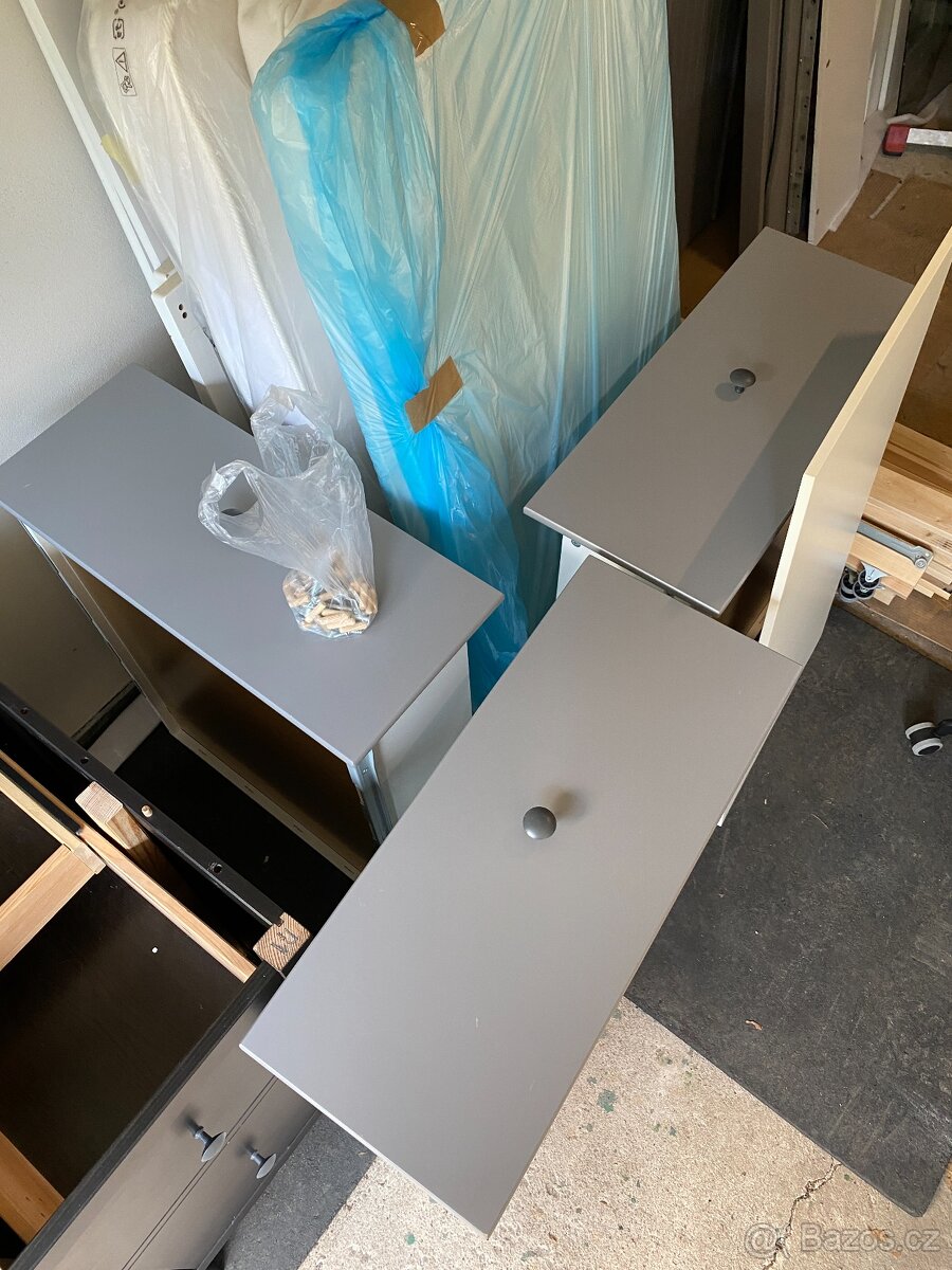 Rozkládací postel Hemnes - šedá + 2 matrace - 2