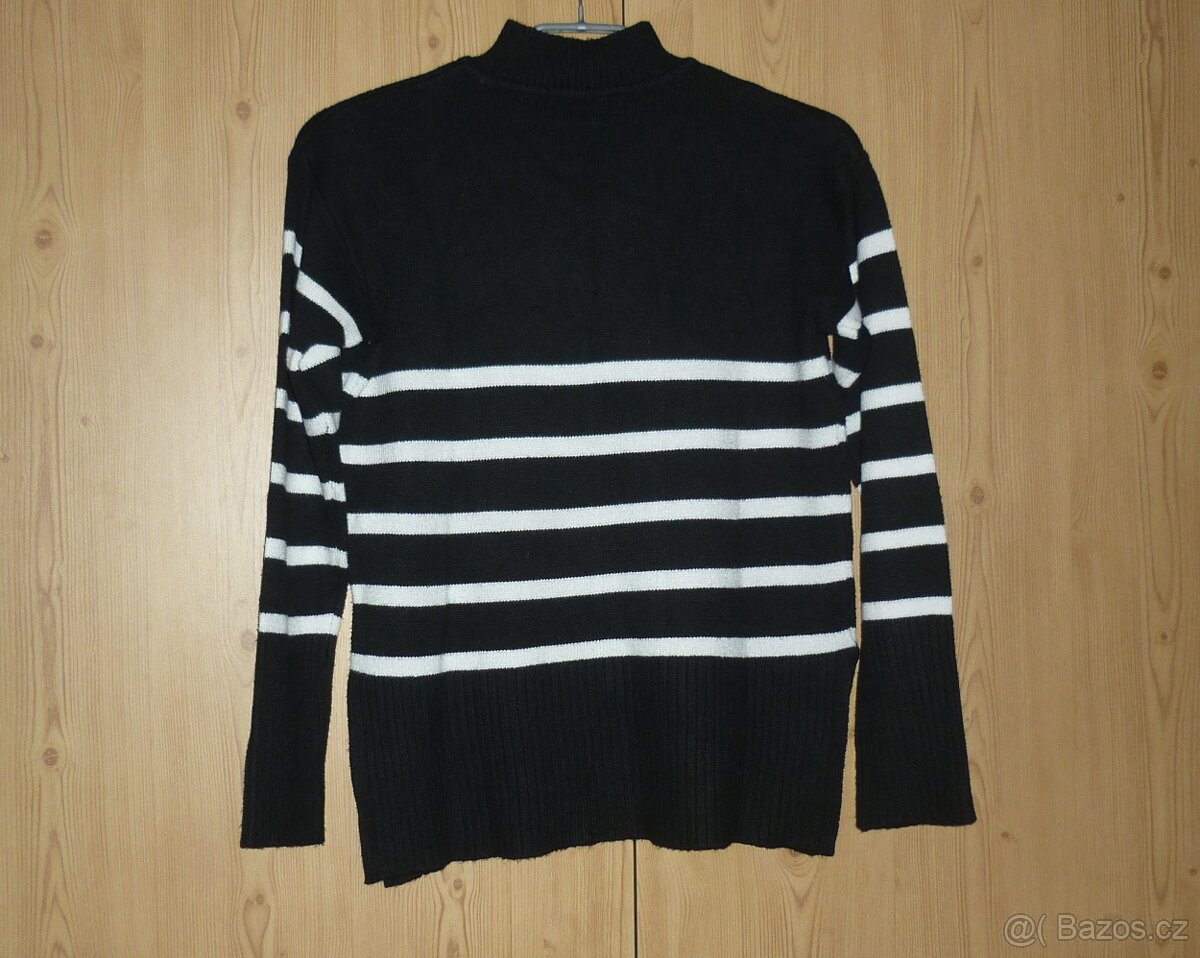 Černo-bílý proužkovaný svetr Takko Fashion - 2
