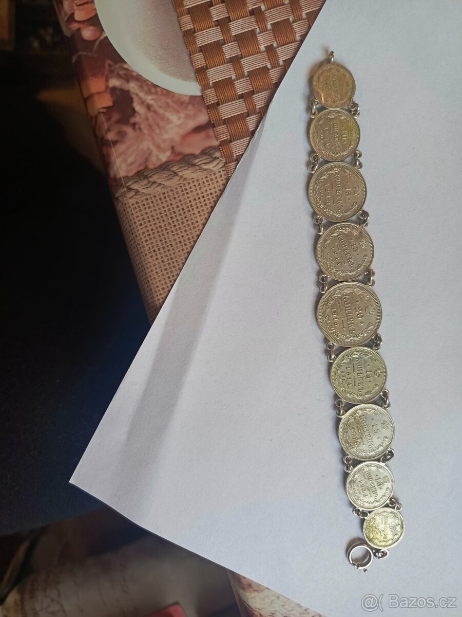 Stříbrný náramek starožitný - 2