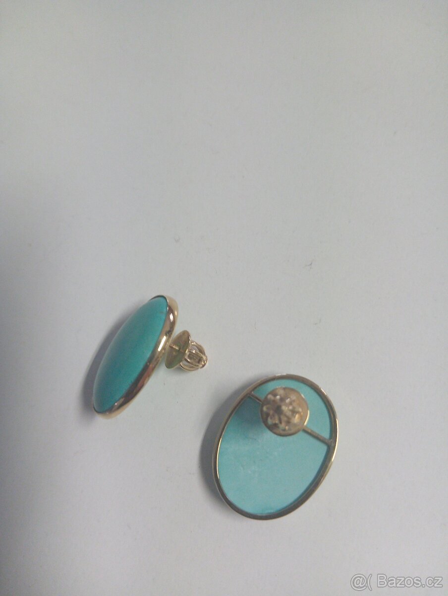 IMPOZANTNÍ ZLATÉ NÁUŠNICE S TYRKYSY - 2