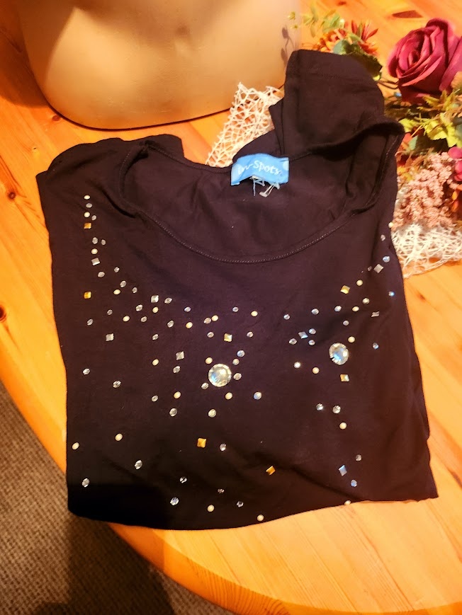 Velice elegantní, černá tunika s kamínky - 2