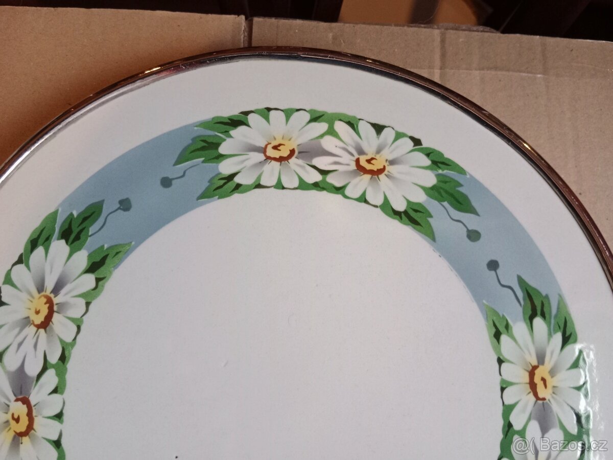 Pěkný starý keramický podnos -kopretiny - 2