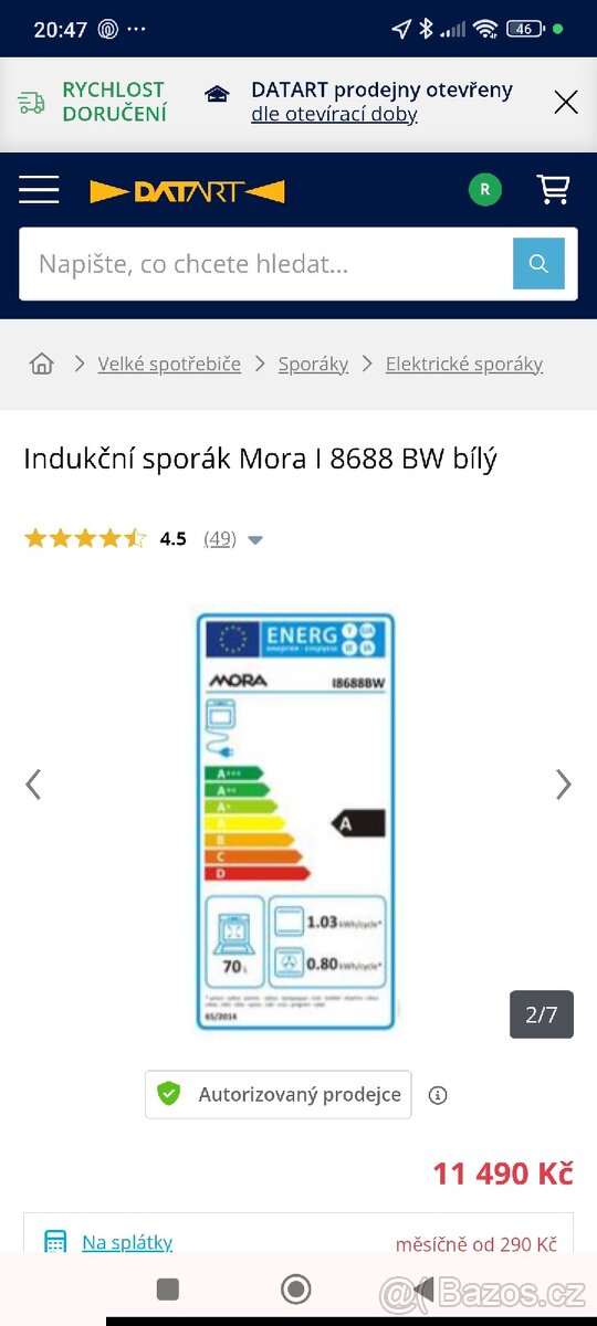 Indukční sporák Mora I 8688 BW bílý - 2