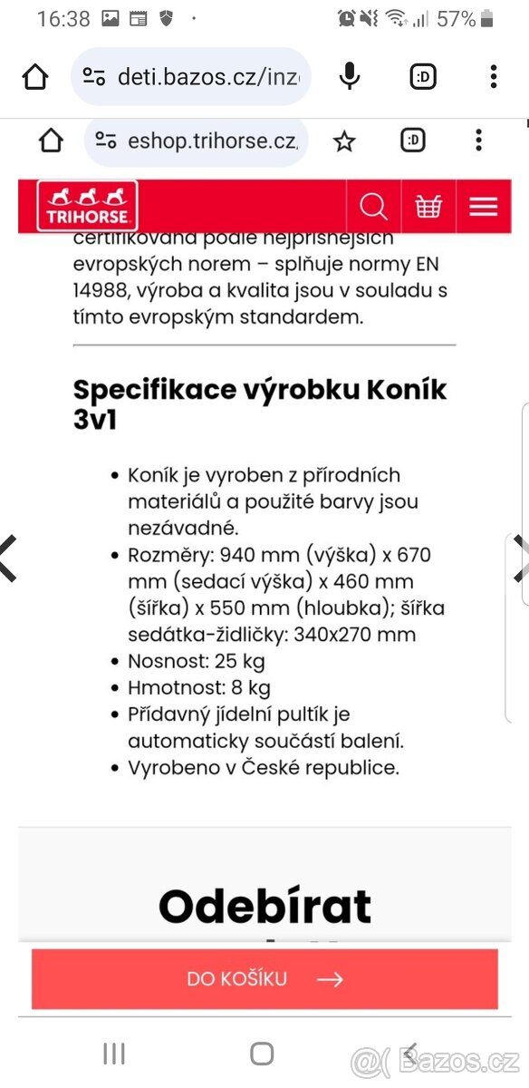 Trihorse houpaci kun, zidlicka, stolek - 2