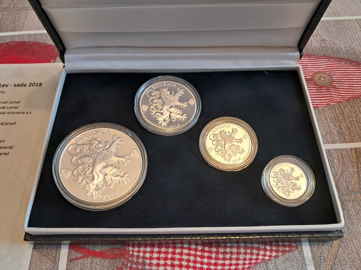 Sada stříbrných mincí Česká heraldika - Lev 2018 Proof - 2