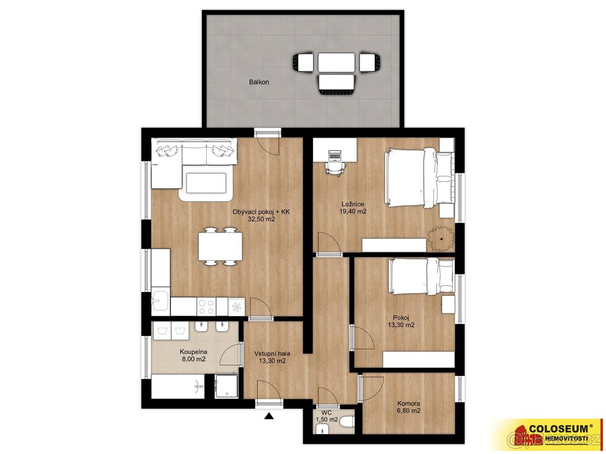 Hrušovany nad Jevišovkou, byt 3+kk novostavba, terasa, sklep - 2