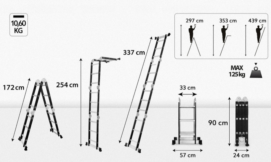 Univerzalni kloubovy rebrik s podlazkou 4v 1 - 2