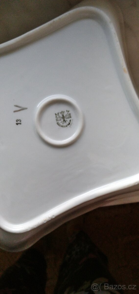 Retro porcelánová hranatá misa , čtvercová - 2