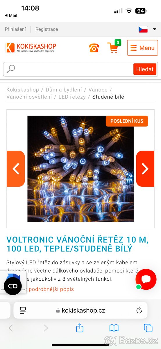 VÁNOČNÍ ŘETĚZ, 10 M, 100 LED, TEPLE/STUDENĚ BÍLÝ - 2