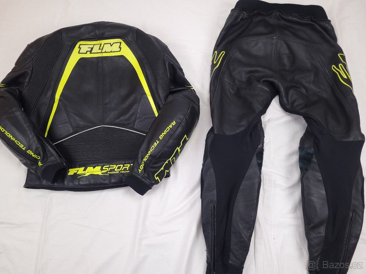FLM Greyhound Neon pánska kožená moto kombinéza L 52 - 2