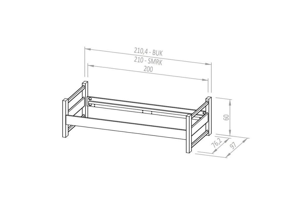 Postel Lucas s přistýlkou - masiv buk bílá - 2