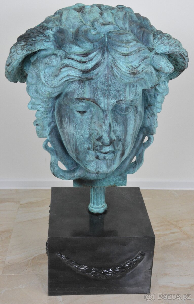 Bronzová socha - Medusa na mramoru - XXL - 98 cm - 2