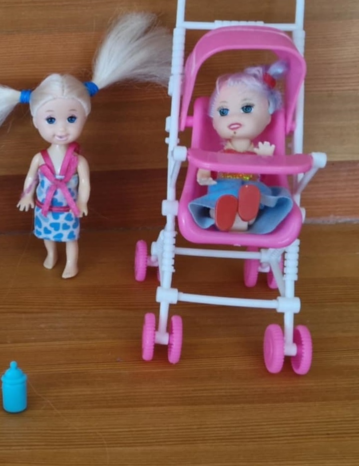 BARBIE S MIMINKY, KOČÁRKEM, PES S BOUDOU, NOVÉ, PC 800KČ - 2