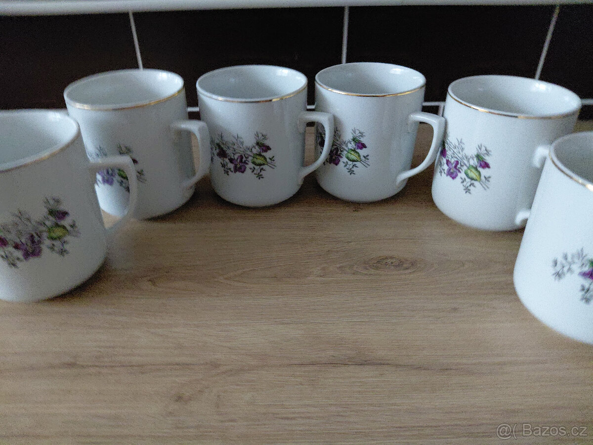 Retro hrnky -květiny,nepoužité - 2