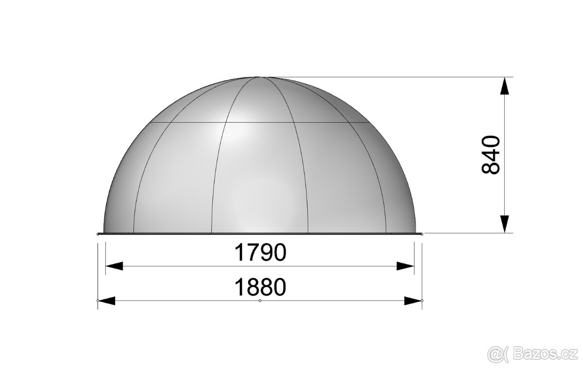 Plexisklová polokoule velká průměr 1800mm - 2