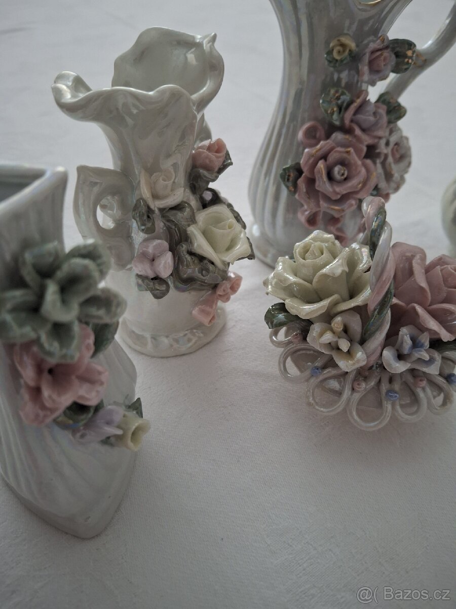 Vázičky + košíček - keramika - 2