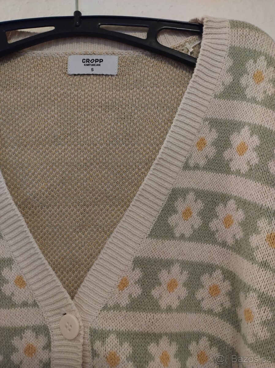 14) svetr zeleno bílý s květinami - 2