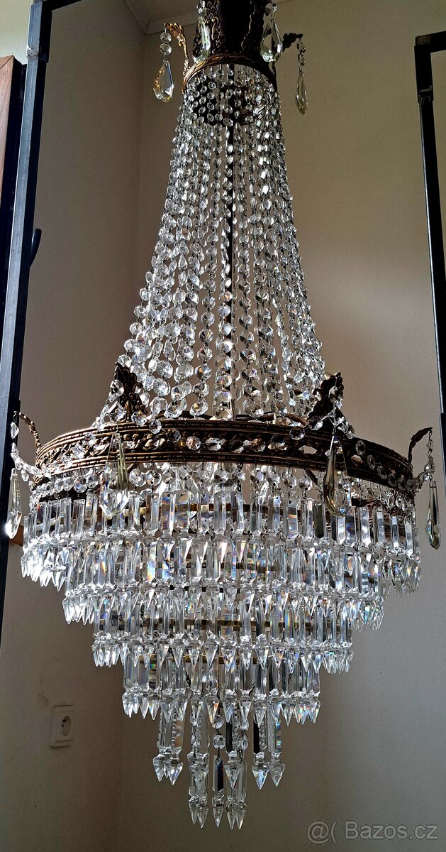 Starožitný velký řišťálová lustr 1920 - 30 - 2