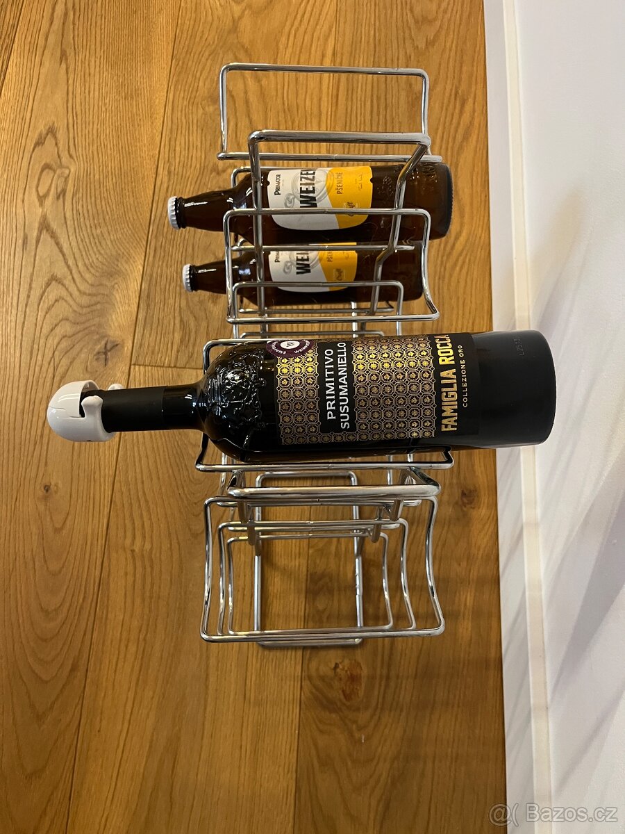 2ks stojan na víno chrom nerez - 6 lahví ve stojanu - 2