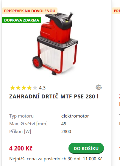 Drtič větví MTF PSE 280 L-nový - 2
