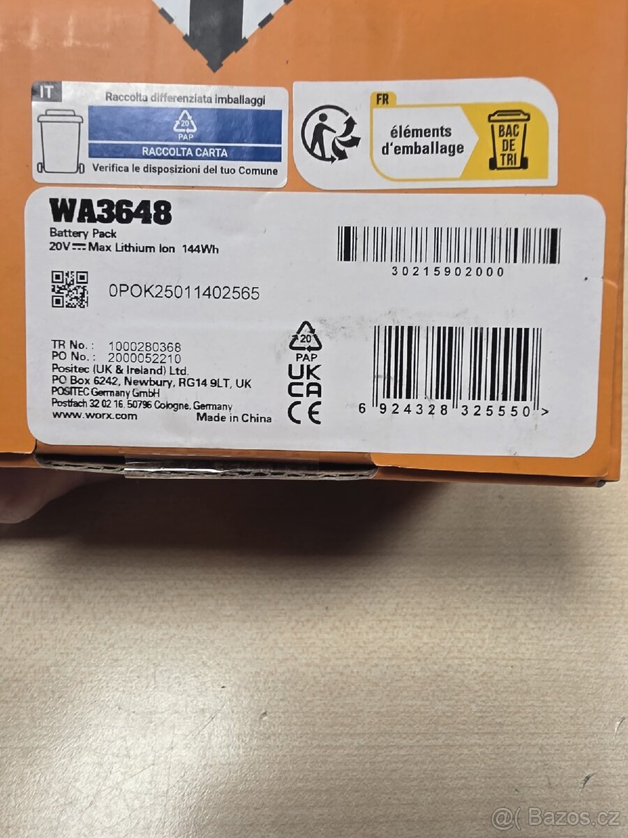 Baterie, akumulátor Worx 20V, 8Ah - NOVÁ - 2