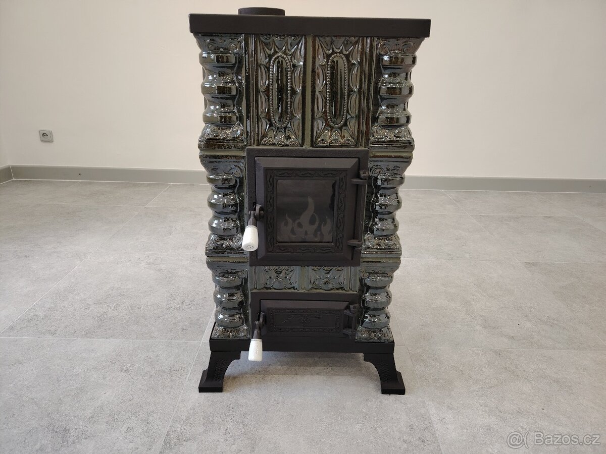 Kachlová kamna Oto s varnou deskou zelená - 2