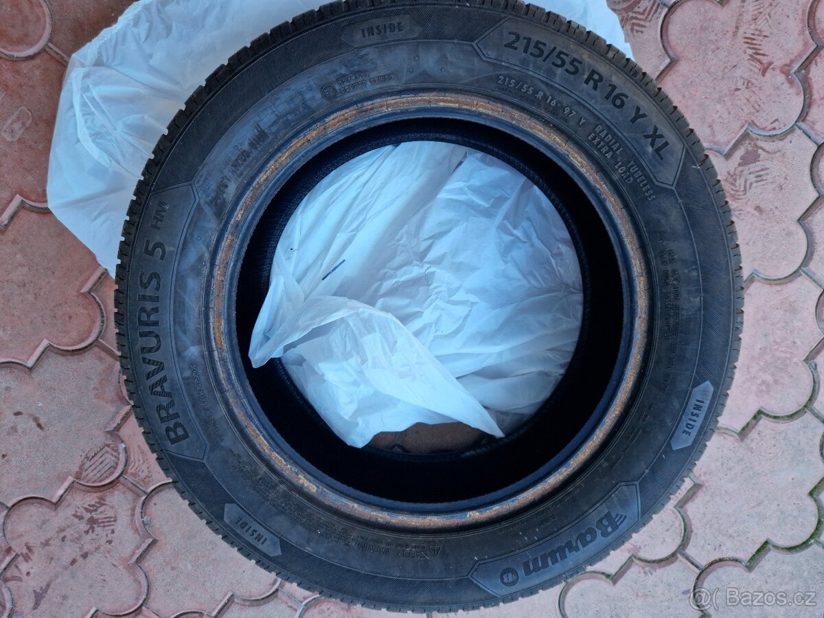 Prodám letní pneu Barum Bravuris 5 HM 215/55 R16 Y XL - 2
