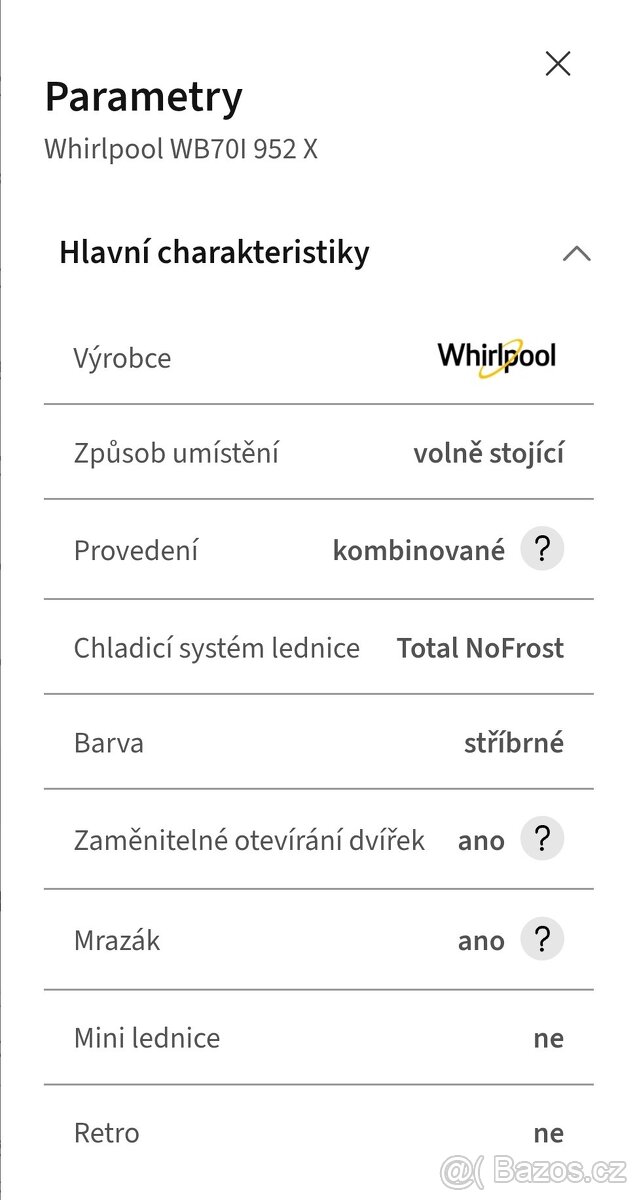 Lednice Whirlpool WB70I 952 X - 2