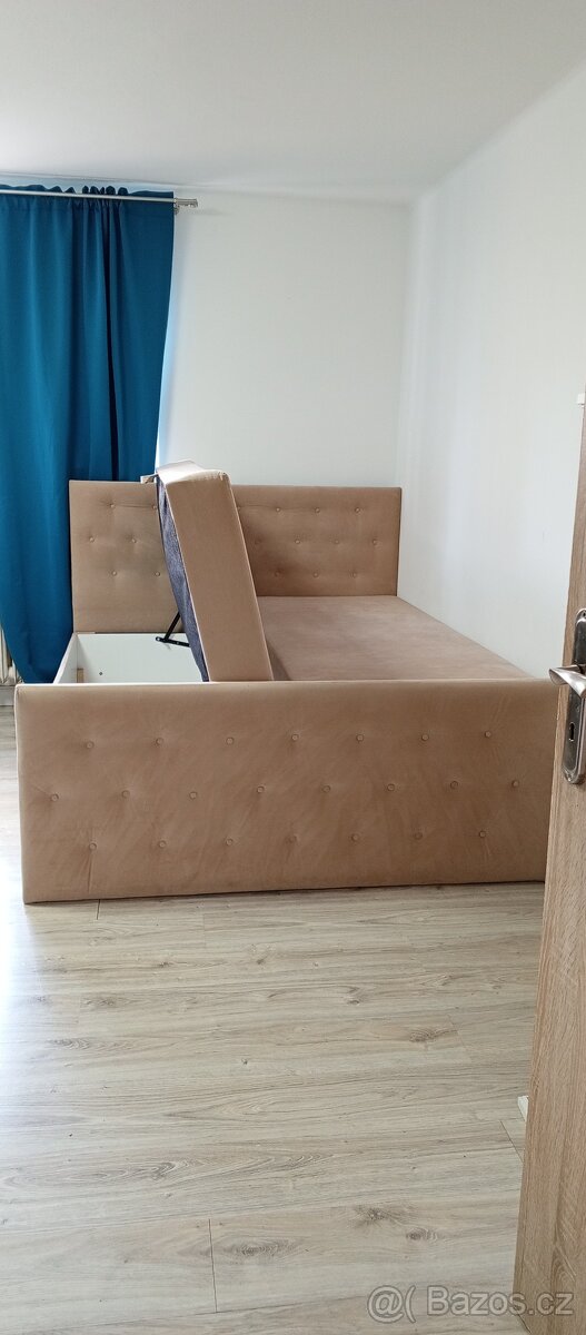 Boxspring postel s úložným prostorem, béžová - 2
