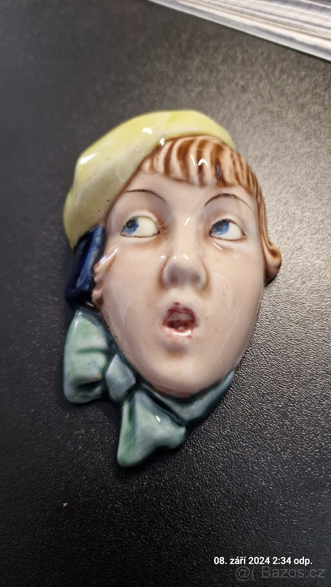 Dvě art deco porcelánové obličeje / masky - 2