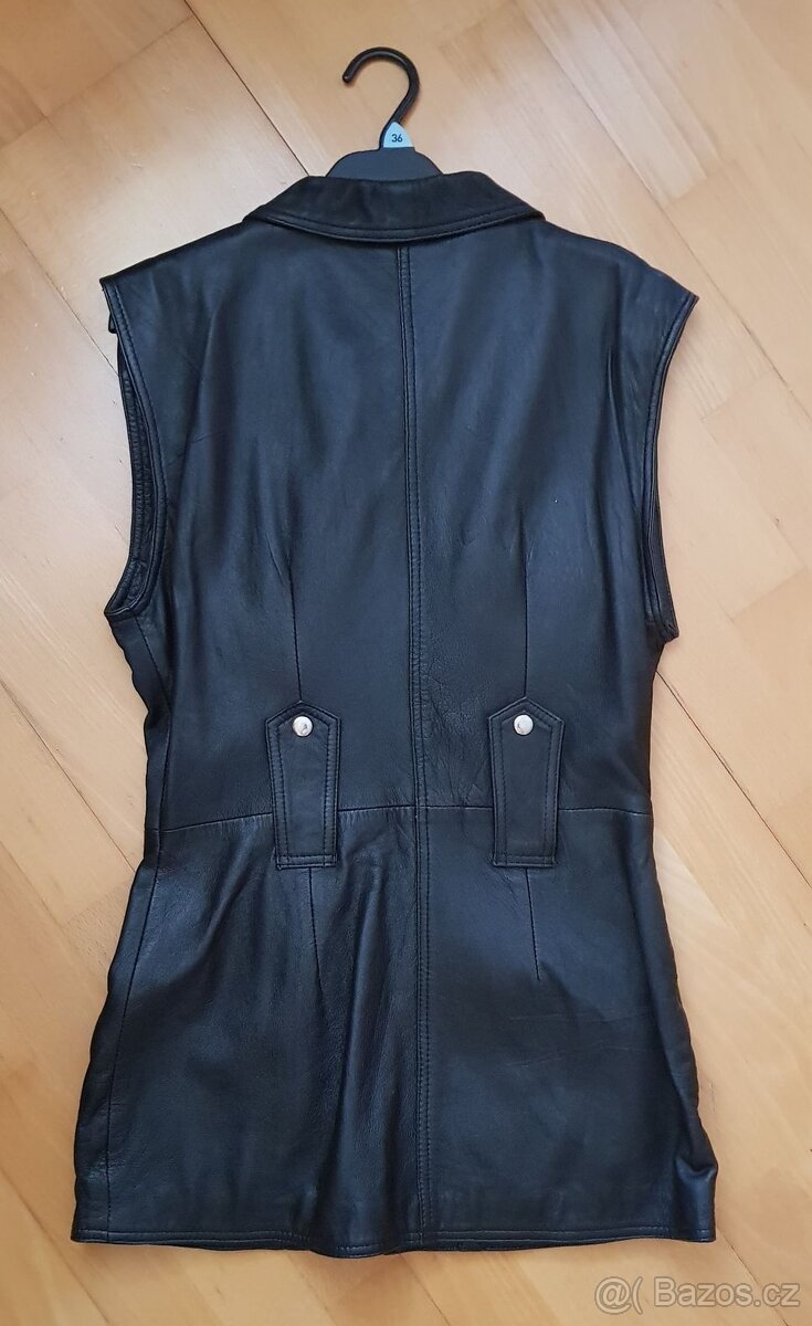 černá kožená vesta - pravá jemná kůže - 2