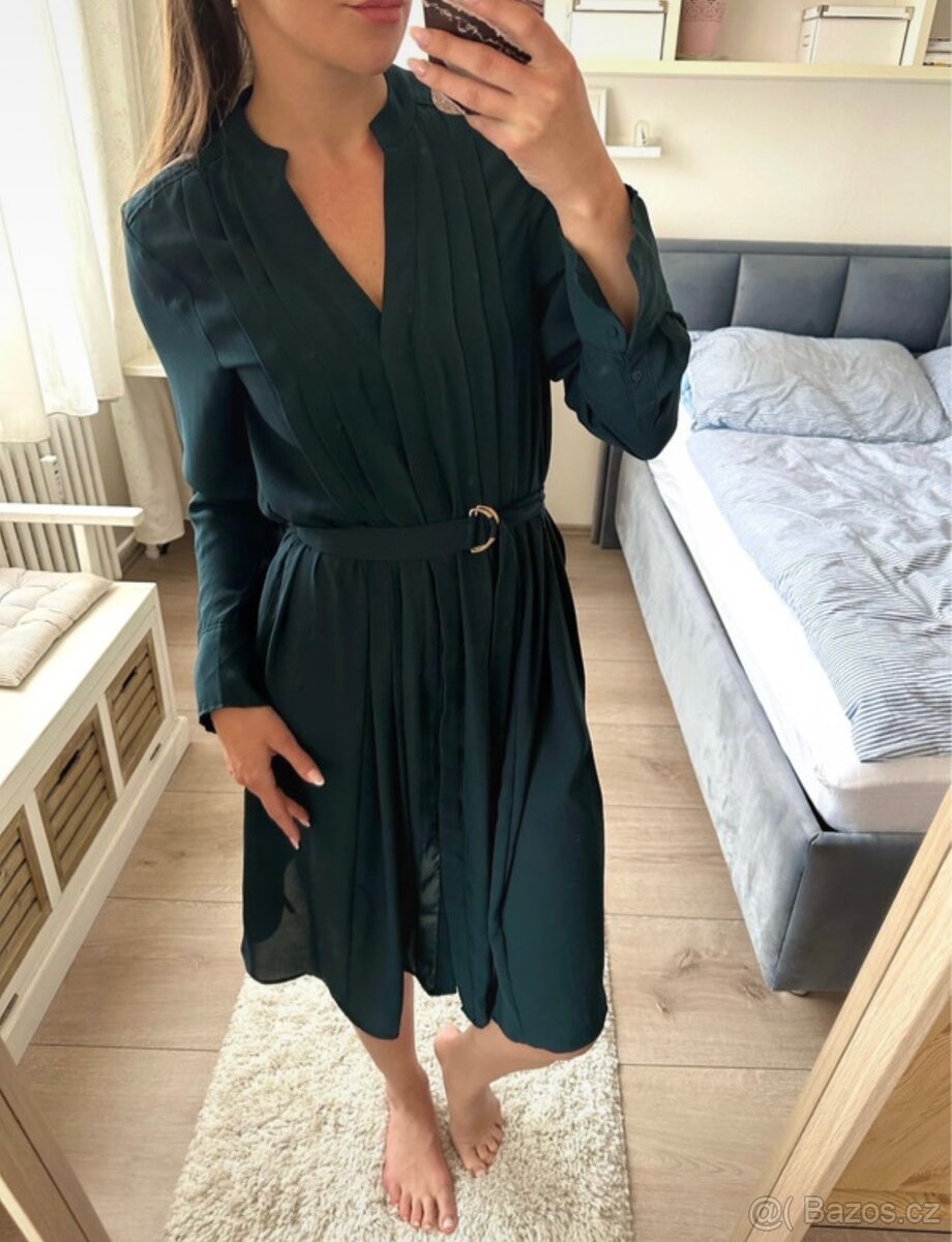 Tmavě zelené elegantní šaty H&M - 2