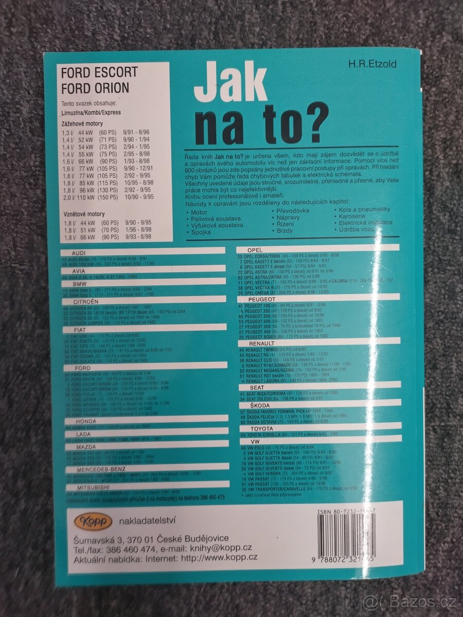 Jak na to? FORD Escort, Orion zachovalá kniha pro údržbu - 2