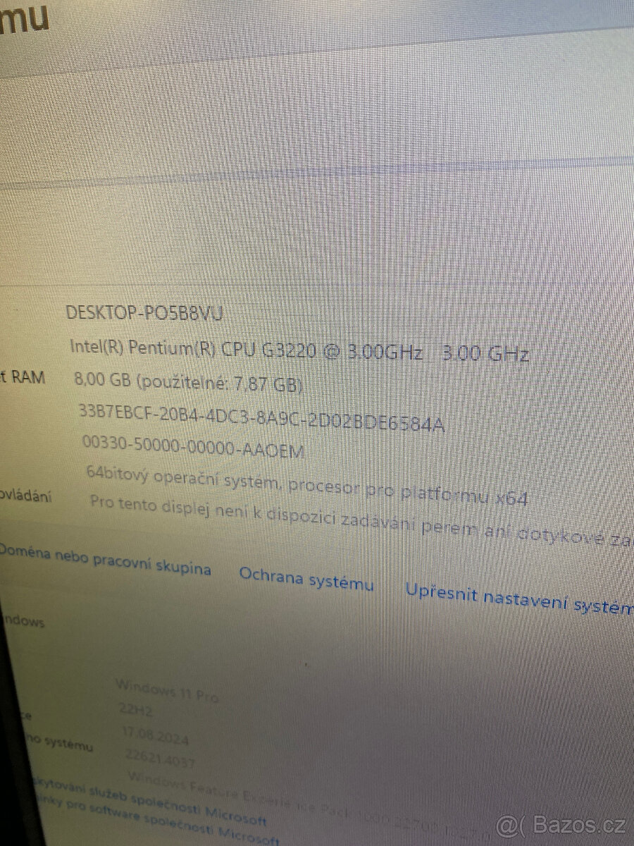 Stolní pc - Intel G3220, 8gb ram, 500gb hdd - 2
