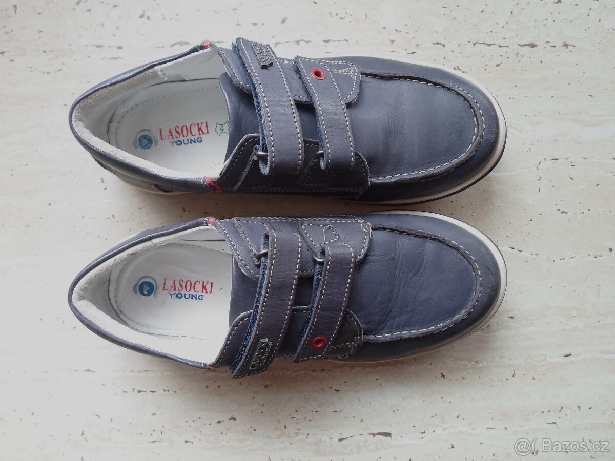 Modré boty polobotky kožené - 35 nové - 2